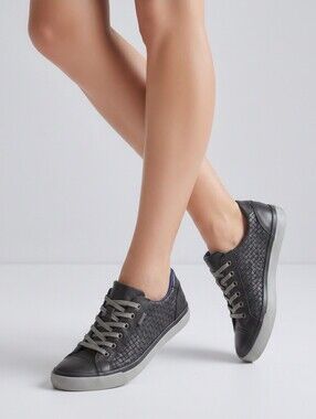 Romika Womens Shoes Size 37/6.5 Black & Gray Leather Lace-Up Top Dry Tex New